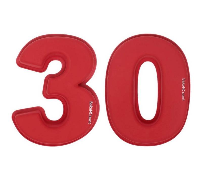 BakeNCount Backform BakeNCount Kuchen Backform-Set Zahlen 30 (3 und 0), extra Groß von BakeNCount