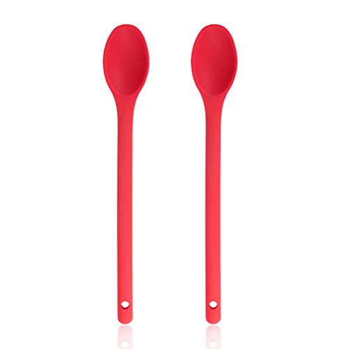 Baker Boutique Küchenlöffel Antihaft Silikon Küchenlöffel Set 2-teilig BPA-frei und FDA-Qualität hitzebeständiges Kochlöffel-Set zum Rühren, Schaufeln und Mixen rot von Baker Boutique