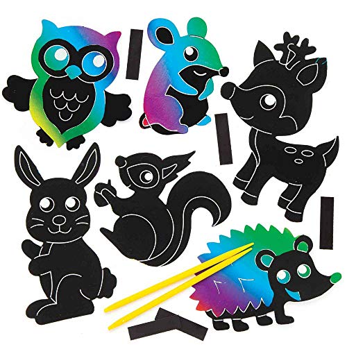 Baker Ross Kratzbild-Magnete „Waldtiere“ für Kinder – perfekt für kreative Bastelarbeiten (10 Stück) von Baker Ross