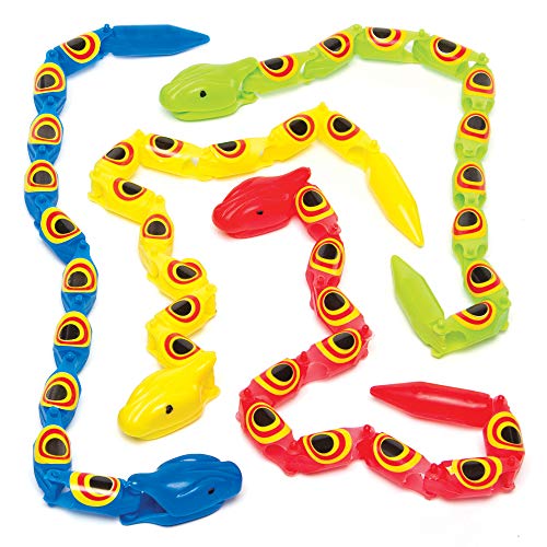 Baker Ross AG654 Wackelschlangen mit Gelenken, perfekter Weihnachtsstrumpffüller für Kinder zum Spielen, 36 cm lang, 5 Stück von Baker Ross