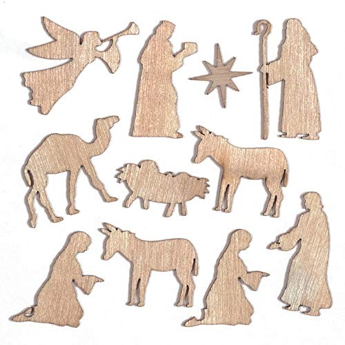 Baker Ross AT266 Krippe Mini Holz Formen für Handwerk (45 Stück) Weihnachtsgeschichte Ausschnitte, Sortiert von Baker Ross