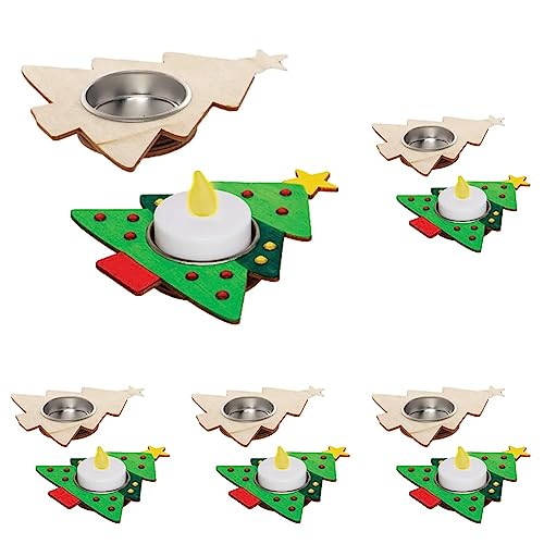 Baker Ross AX429 Weihnachtsbaum Teelichthalter aus Holz - 4 Stück, Festliche Kreativsets und Bastelbedarf zum Basteln und Dekorieren zur Weihnachtszeit (Packung mit 5) von Baker Ross