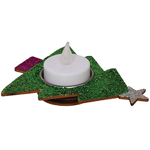 Baker Ross AX429 Weihnachtsbaum Teelichthalter aus Holz - 4 Stück, Festliche Kreativsets und Bastelbedarf zum Basteln und Dekorieren zur Weihnachtszeit von Baker Ross