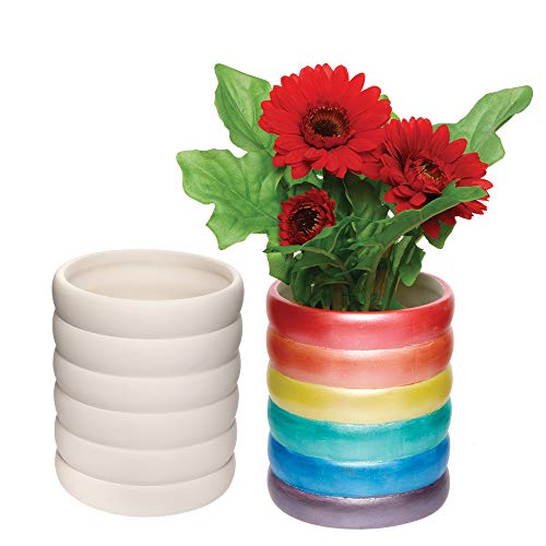 Baker Ross AX722 Regenbogen-Keramik-Blumentöpfe, 2 Stück, Pflanztöpfe für Kinder, Keramik-Handwerk zum Dekorieren und Präsentieren von Baker Ross