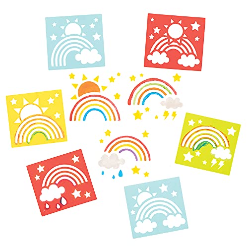 Baker Ross AX937 Rainbow Craft Schablonen - 8 Stück Kunststoff Schablonen für Kinder Kunstset für Kinder zum Erstellen und Gestalten von Themenbüchern, Karten und Bildern von Baker Ross