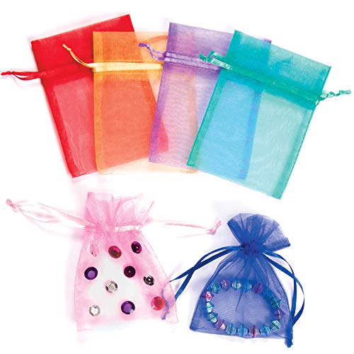 Baker Ross EF282 Baker Ross Mini-Beutel aus Organza in bunten Farben - für kleine Geschenke und Süßigkeiten zu Weihnachten, Ostern und Valentinstag - 12 Stück, von Baker Ross