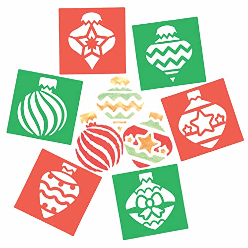 Baker Ross FC107 Weihnachtskugel Schablonen - 8 Stück, Waschbare Kunststoffschablonen zum Malen und Basteln mit Kindern, Weihnachtsbastelzubehör für Kinder von Baker Ross