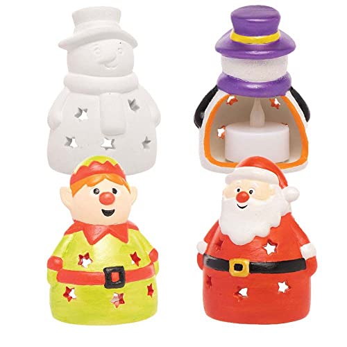 Baker Ross FC257 Weihnachts Keramik Teelichthalter - 3er Pack, Teelichter für Kinder zum Dekorieren und Präsentieren, Ideales Bastelprojekt für Kinder von Baker Ross