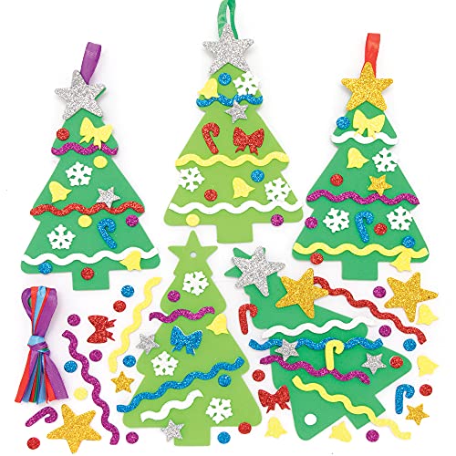 Baker Ross FE880 Weihnachtsbaum Dekoration Bastelsets - Packung mit 8, Weihnachten Dekoration Bastelsets Für Kinder, Kindergeburtstag Basteln, Weihnachtsbastelideen, Weihnachtsbaum, Mittel von Baker Ross