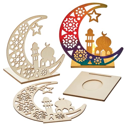 Baker Ross FN360 Hölzerne Mondsichel Ramadan Teelichthalter - Packung mit 3, Baker Ross FN360 Hölzerne Mondsichel Ramadan Teelichthalter - Packung mit 3, von Baker Ross