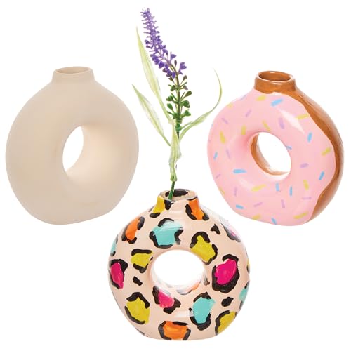 Baker Ross FX702 Keramische Donut-Vasen - 3er-Pack, Keramik-Rohlinge zum Dekorieren von Baker Ross