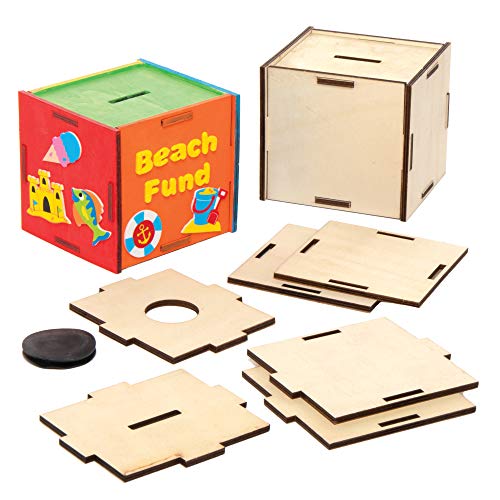 Baker Ross AX105 Sparschwein-Set aus Holz, für künstlerische Bastelprojekte für Kinder (3er-Pack), verschiedene Modelle von Baker Ross