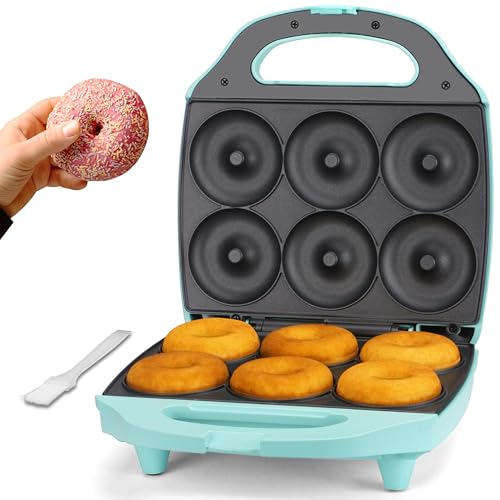 Baker’s Friend Mini Donut Maker Maschine für zu Hause, 6 x 7.5 cm Mini Donuts Maker Maschine für Familiengeschenke & Ideen für Einzugsgeschenke, Donut-Maschine, Mini Donuts Backform, Donut-Party, Aqua von Baker's Friend