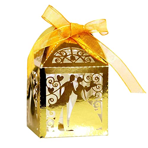 50 Stück Hochzeits-Geschenkboxen Bräutigam und Braut geschnitzte hohle Süßigkeiten-Leckerei-Box für Gäste Pralinenschachteln Hochzeits-Party-Dekoration von BakerMiche