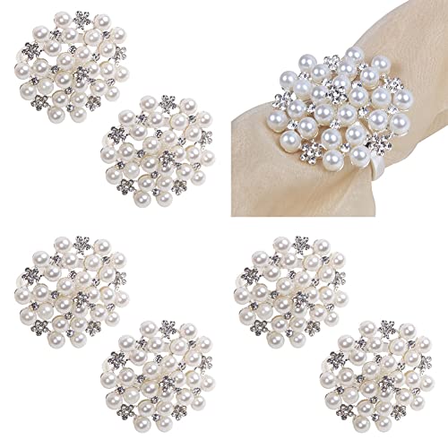 6 Stück glänzende Perlen Serviettenringe glänzende Strass Serviettenschnallen florale Serviettenringe Serviettenhalter für Hochzeit Geburtstag Weihnachten Urlaub Abendessen Party Gold von BakerMiche