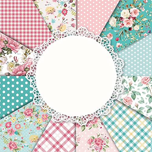 Blumen-Scrapbooking-Papier, 24 Blatt, Vintage-Scrapbook-Papier Blumen Gemustertes Papier Einseitig Dekorativer Karton Papierpackung Hintergrundpapier für Fotoalbum Scrapbook, 15,2 x 15,2 cm von BakerMiche