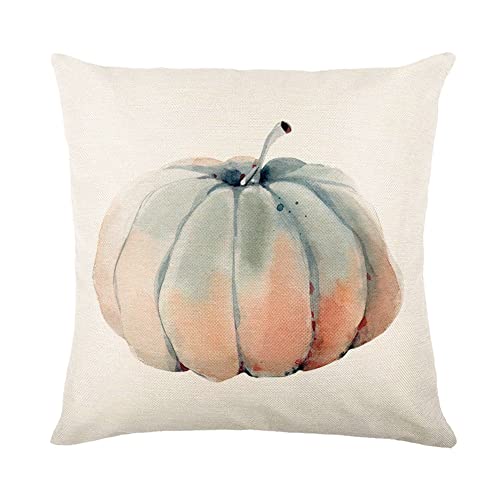 Kürbis Kissenbezug 18"x 18" Leinen Kissenbezug Thanksgiving Deko Halloween Kissen Herbst Kissenbezüge Dekokissen Kissenhülle Linen Cushion Cover für Zuhause Büro Schlafsofa Auto Dekoration Type A von BakerMiche