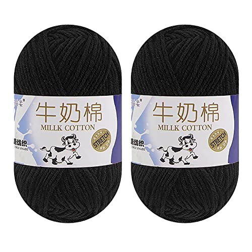 Milchbaumwollgarn zum Häkeln 2 x 50 g Milchbaumwollgarn 5 lagig grobes Strickgarn einfarbig weich bequem Häkelgarn zum Handstricken von Babysocken Hüten Puppen von BakerMiche