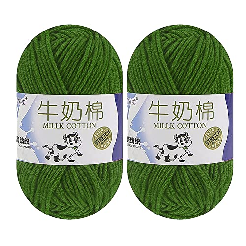 Milchbaumwollgarn zum Häkeln 2 x 50 g Milchbaumwollgarn 5 lagig grobes Strickgarn einfarbig weich bequem Häkelgarn zum Handstricken von Babysocken Hüten Puppen von BakerMiche