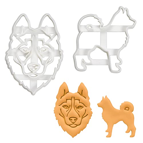 2er Set Husky Hund Ausstechformen (Formen: Gesicht & Körper), 2 Teil, Bakerlogy von bakerlogy