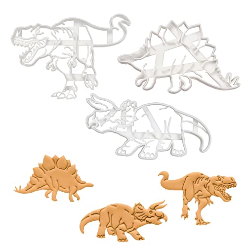 3er Set Naturgetreue Dinosaurier Ausstechformen (Formen: Tyrannosaurus Rex, Stegosaurus und Triceratops), 3 Teile, Bakerlogy von bakerlogy