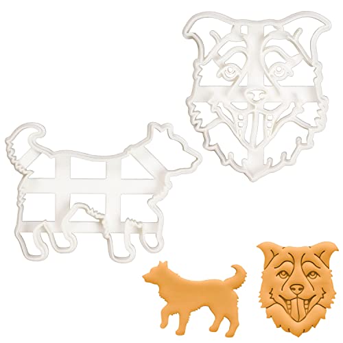 Satz von 2 Border Collie Ausstechformen (Formen: Gesicht und Silhouette), 2 Teil von bakerlogy