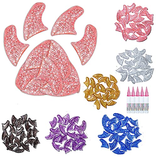 120 Stück Katzennagelkappen Colourful Cat Claw Caps Weiche Haustier Katzenkrallenkappen 6 Farbe Katzenpfoten Pflege Soft Cat Claw Covers with Adhesives Soft Designer Nail Caps Nagelkrallen Abdeckung von BakerMiche