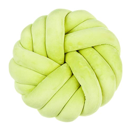 Geknotetes rundes Kissen Kopfkissen Knotenkissen Plüsch Kissen Knoten Ball Kissen Bett Zimmer Hanfseil Kissen ZierKissen Handgewebte Kreativität Dekoration Knoten Plüsch Dekokissen 35 × 35 cm von Bakermiche