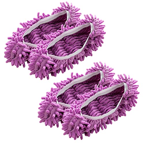 Mop Schuhe 2 Paare Waschbare Staubmopp Wischmop Bodenreiniger Hausschuhe Schuhreinigung Bodenwischer Lazy Slippers Mikrofaser Schuhreinigung Polieren Staubwischen Reinigen Fuß Socken Schuhe Mop Lila von Bakermiche