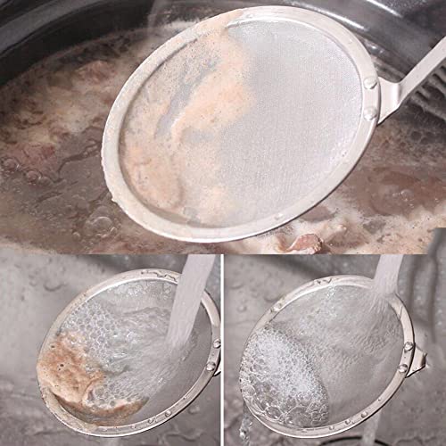 Suppenlöffel Fetttrenner Schaumkelle Abseiher Abschäumer Edelstahl Schöpflöffel Fettabschöpfer Schaum Löffel Filter Pfannenwender Küchenhelfer Metall feinmaschiges Sieb für Lebensmittel Küche Kochen von BakerMiche