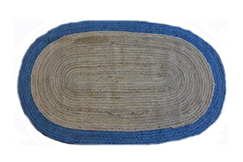 Roberta 59 Oval Natural/Blue 90x160cm von Bakero