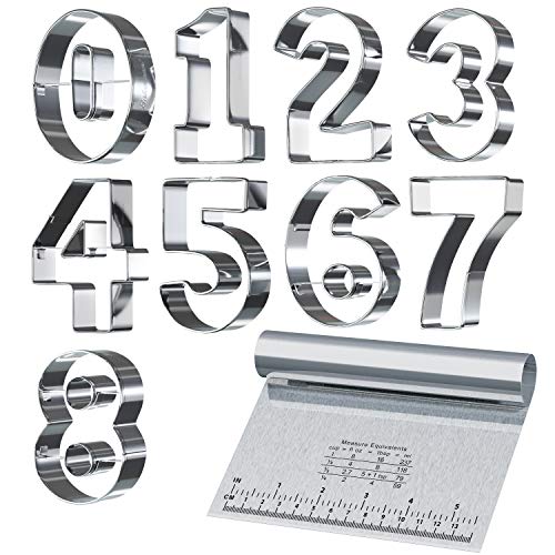 Bakerpan Ausstechformen aus Edelstahl mit Zahlenformen-Set 8,5 cm (3 1/2 Zoll) mit Bonus Teigausstecher von Bakerpan