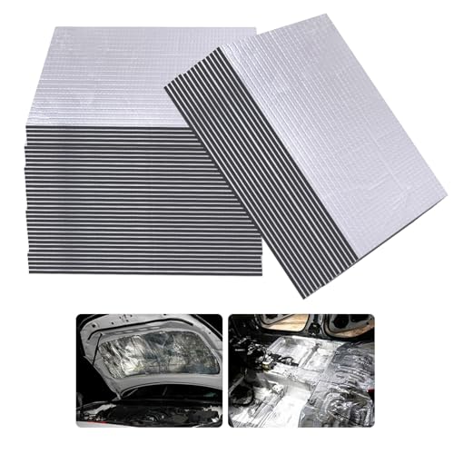 Baketron 50 Sheets Auto Dämmmatte Selbstklebende Isolierung Matte Schalldämmung Dämmschaummatte Wärmedämmung Baumwolle Isoliermatte Lärmschutz 10mm x 25cm x 18cm von Baketron