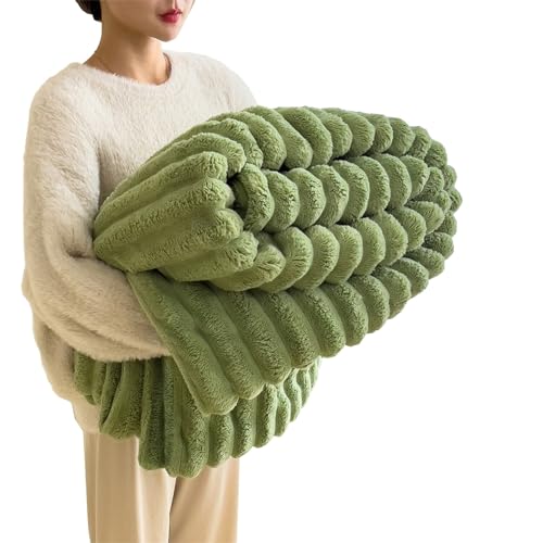 Baketron Kuscheldecke Kaninchen Plüsch Decke， Kunstpelz Fleece Decke，Flauschig Weich Dicke Kaninchen Decke für Bett Sofa Couch Schlafzimmer lässig Decke Tagesdecke Decke （Grün 180x200cm） von Baketron