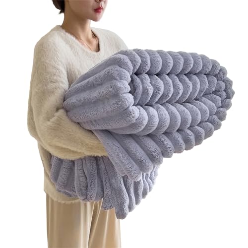 Baketron Kuscheldecke Kaninchen Plüsch Decke， Kunstpelz Fleece Decke，Flauschig Weich Dicke Kaninchen Decke für Bett Sofa Couch Schlafzimmer lässig Decke Tagesdecke Decke （Lila 120x200cm） von Baketron