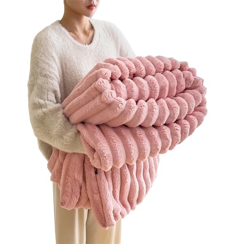 Baketron Kuscheldecke Kaninchen Plüsch Decke， Kunstpelz Fleece Decke，Flauschig Weich Dicke Kaninchen Decke für Bett Sofa Couch Schlafzimmer lässig Decke Tagesdecke Decke （Rosa 120x200cm） von Baketron