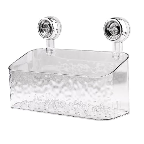 Baketron Leichtes Luxuriöses Saugnapf Regal im Gletscher Muster,Duschablage mit Saugnapf,Seifen Organizer,Duschspender Ohne Bohren, Abnehmbarer Duschkorb für das Badezimmer(1pc-L/Transparent) von Baketron