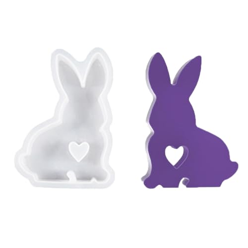 Baketron Osterhase Silikonform,Ostern Kaninchen Silikonformen Gießformen,3D Kaninchen Gießform Ostern,Silikon Gießform für DIY Handwerk,Sojawachs Kerzen,Ostergeschenke & Dekoration(H) von Baketron