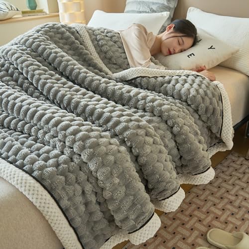 Baketron Soft Kuscheldecke Decke Sofa Wohndecke, Wohndecke Warm Winter Weich,Bettdecke Gestreifte Flauschige Weiche Decke als Wohndecke, Tagesdecke oder Sofaüberwurf -Grau 120x200cm von Baketron