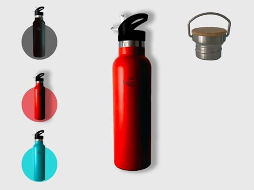 DoppelwandigeEdelstahl Trinkflasche-Outdoor Trinkflasche Kohlensäure geeignet-Auslaufsichere Wasserflasche für Sport Freizeit-Isolierte Edelstahlflasche mit einem extra Deckel (Tiefes Rot, 600ml) von Bakhtiar