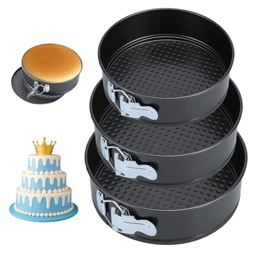 Springform 18cm/20cm/22cm, Kuchenform Rund Backform mit Antihaftbeschichtung, Carbonstahl Tortenform mit Abnehmbarem Springform 18cm/20cm/22cm, Kuchenform Rund Backform mit Antihaftbeschichtung, Carbonstahl Tortenform mit Abnehmbarem von Bakiauli