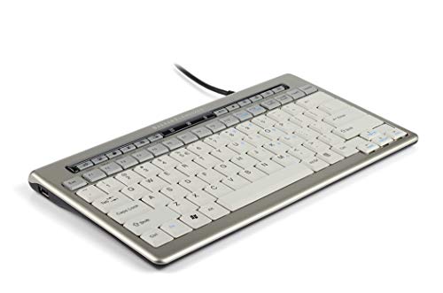 Bakker Elkhuizen S-Board 840 Compact Keyboard - Kompakte Tastatur - Computer Tastatur - USB Anschluss - kabelgebunden - 2 USB Hubs - ergonomisch - silber / grau - QWERTY Isländisches Layout von BakkerElkhuizen