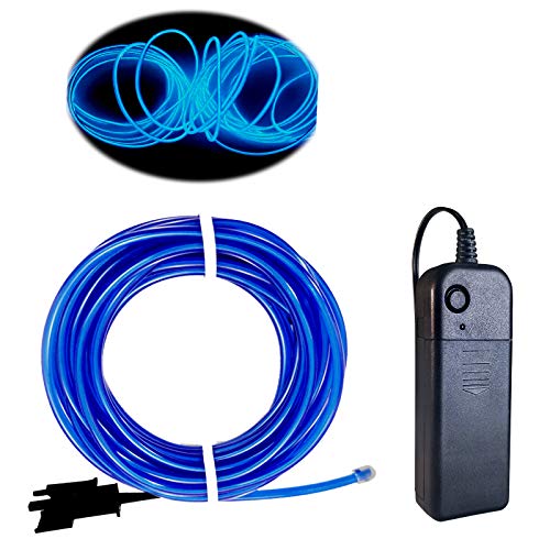 Balabaxer EL Draht Blau, 10M Neon Kabel Mit Batterie Trafo, Leuchtet Electroluminescent, für Partys, Halloween. von Balabaxer