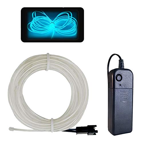 Balabaxer EL Draht Eisblau, 10M Neon Kabel Mit Batterie Trafo, Leuchtet Electroluminescent, für Partys, Halloween. von Balabaxer