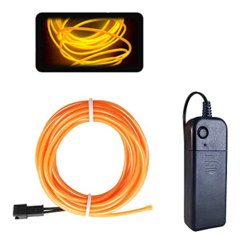 Balabaxer EL Draht Gelb, 10M Neon Kabel Mit Batterie Trafo, Leuchtet Electroluminescent, für Partys, Halloween. von Balabaxer