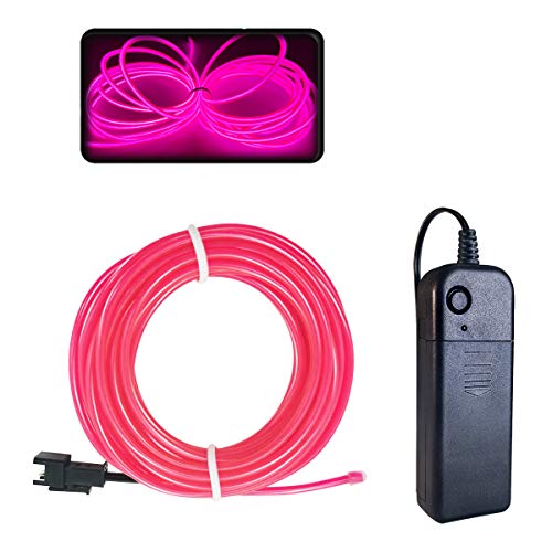 Balabaxer EL Draht Pink, 10M Neon Kabel Mit Batterie Trafo, Leuchtet Electroluminescent, für Partys, Halloween. von Balabaxer