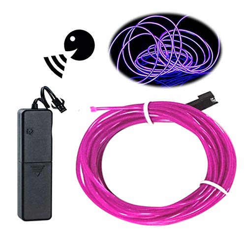 EL Wire Violett, Geräuschsteuerung/Konstantlicht/Blitz, 2,7 m Neonlichter, Neondraht, Neonlicht, Stroboskop, Elektrolumineszenzdraht mit batteriebetrieben, für Partys, Halloween, DIY-Dekoration von Balabaxer