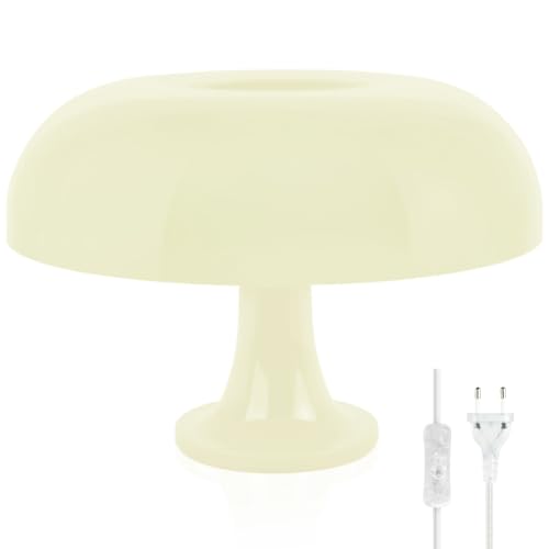 Baladais Pilz Lampe, Cremefarbe Mushroom Lampe,Tischlampe Mit 3 Einstellbaren Farben LED,Mushroom Tischlampe Für Moderne Beleuchtung Für Schlafzimmer Retro Wohnzimmer Dekor von Baladais