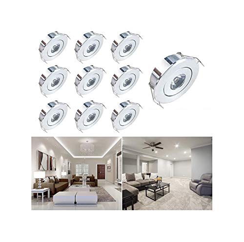 INHDBOX Mini LED Einbaustrahler Set, 10X 1W Kaltweiss LED Deckeneinbaustrahler Schwenkbar COB Deckenspots Aluminium LED Deckenspots für Weinschrank Schrank Küche Wohnzimmer von INHDBOX