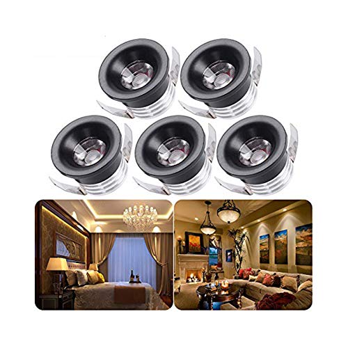 INHDBOX Mini Klein Einbaustrahler LED Set 5er, 3W Warmweiß LED Deckeneinbaustrahler COB Aluminium LED Deckenspots für Weinschrank/Schrank/Küche/Wohnzimmer von INHDBOX